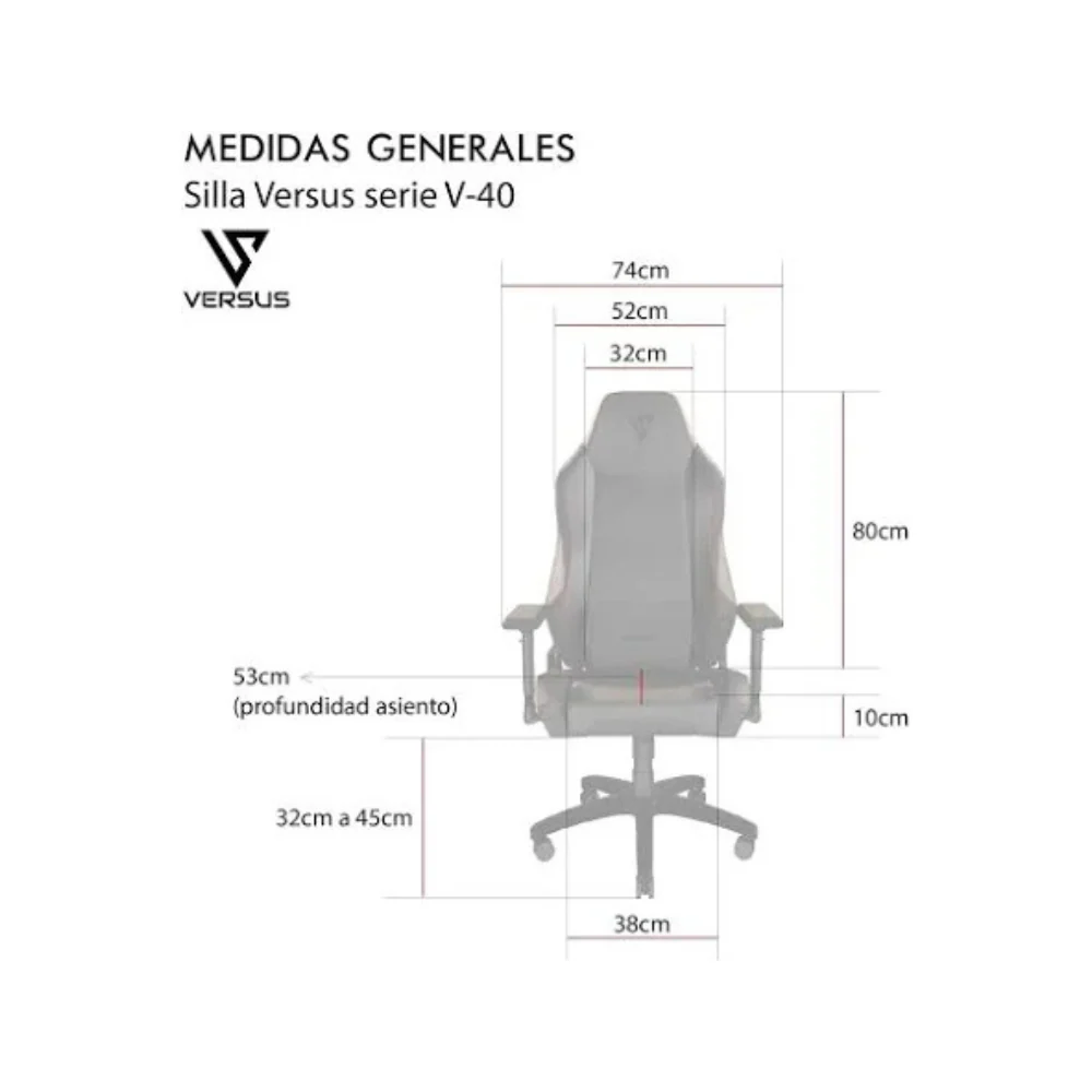 Silla Gamer Versus V40 – Tela Gris/Terciopelo | Ergonómica | Premium Comfort - Image 4